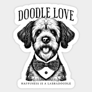 Labra Doodle Love monochrome Vintage Textured Dog Artwork Sticker